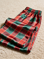 Classic Red & Green Tartan Plaid Holiday Couple Satin Pajama Set Couple Sleepwear