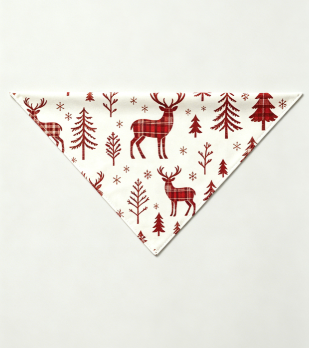 Rustic Plaid Reindeer & Woodland Pine Matching Family Pajama Set, Button-Down Cotton Loungewear