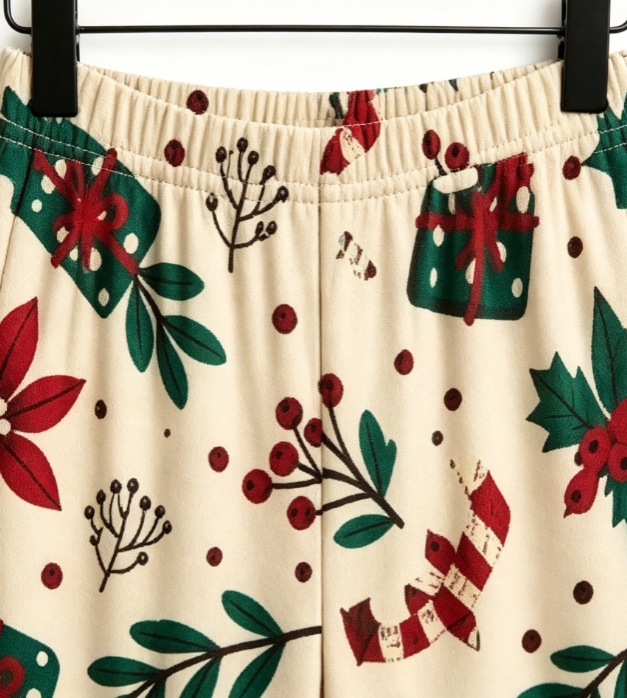 Christmas Poinsettia Floral & Holly Berry Matching Couples Pajama Set, Button-Down Cotton Loungewear