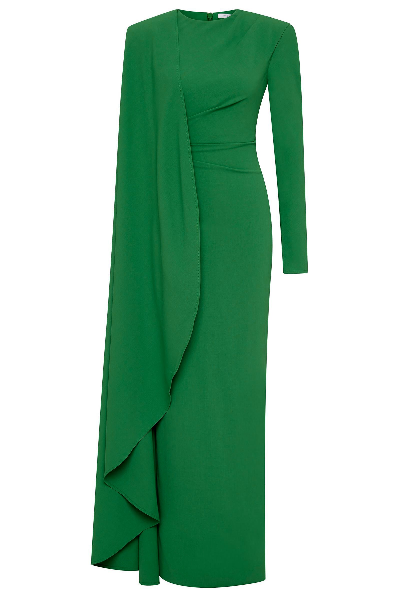 Pleated Round Neck Cape Maxi Dress