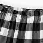 She Is Strong PROVERBS 31:25 Text Printed Black Short Sleeve and Black&White Plaid Pants Family Matching Pajamas Set