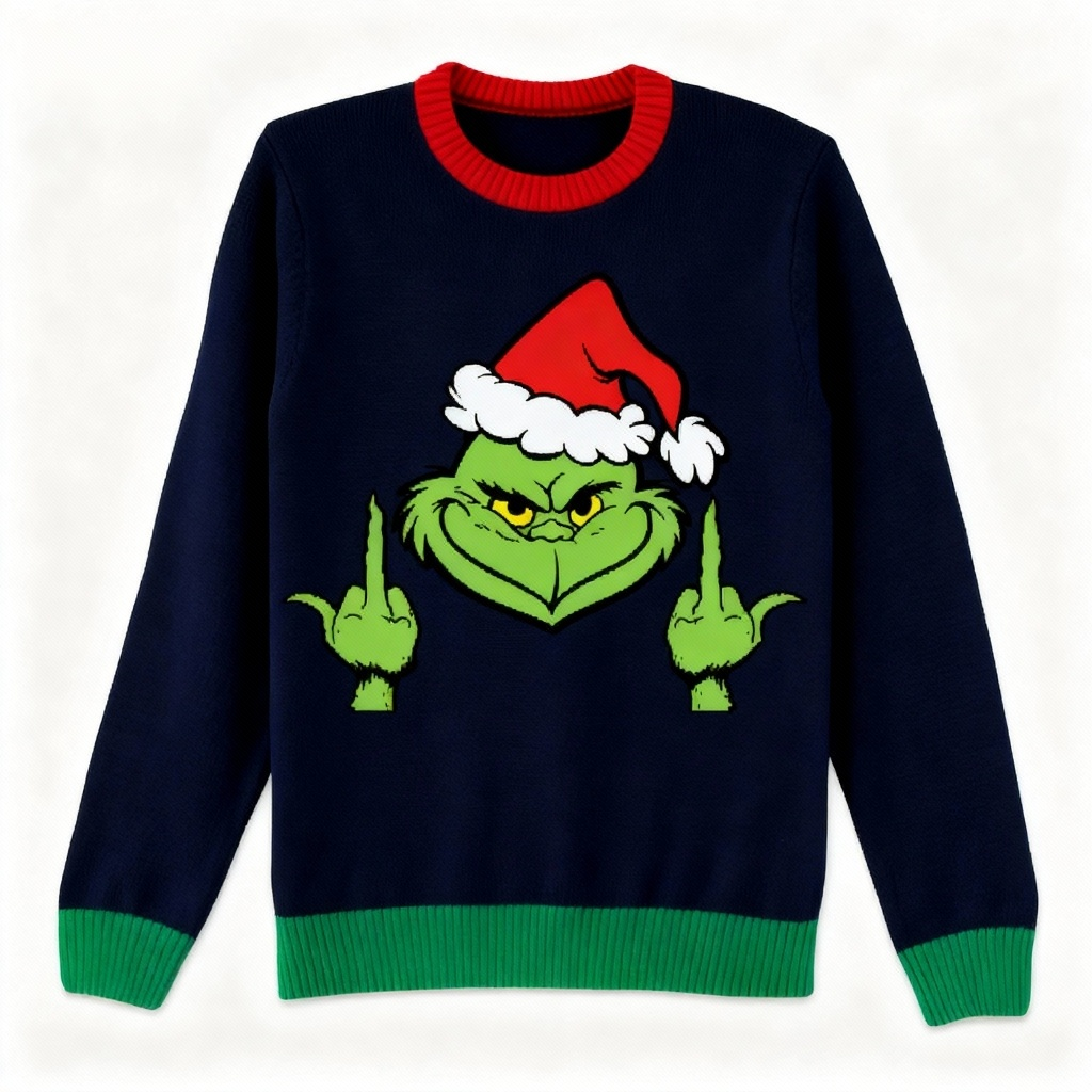 Festive & Fearless: Playful Cartoon Print Christmas Jumper