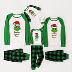 Christmas Cartoon and 'Merry Whatever' Letter Print Family Matching Raglan Long-sleeve Pajamas Sets
