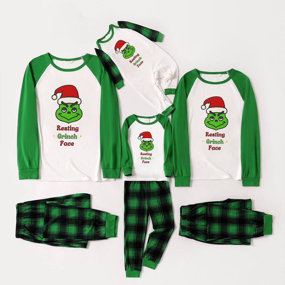 Christmas Cartoon and 'Merry Whatever' Letter Print Family Matching Raglan Long-sleeve Pajamas Sets