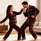Couple Plaid Button-Front Pajamas Sets