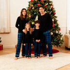 Christmas Family Matching Pajama Set – Button-Neck Tee & Plaid Pants