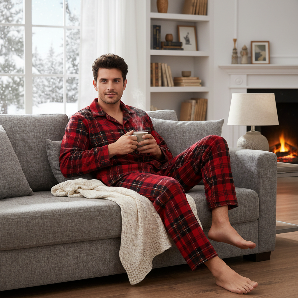 Family Holiday Christmas Cotton Red Plaid Pajamas Set