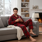 Family Holiday Christmas Cotton Red Plaid Pajamas Set