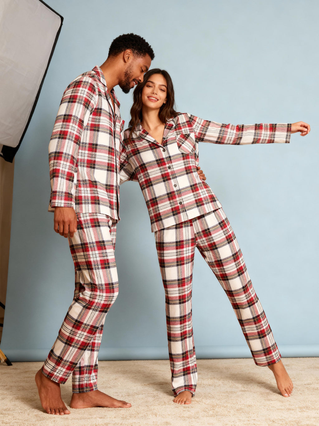 Family Red Plaid Button-Front Pajamas Set