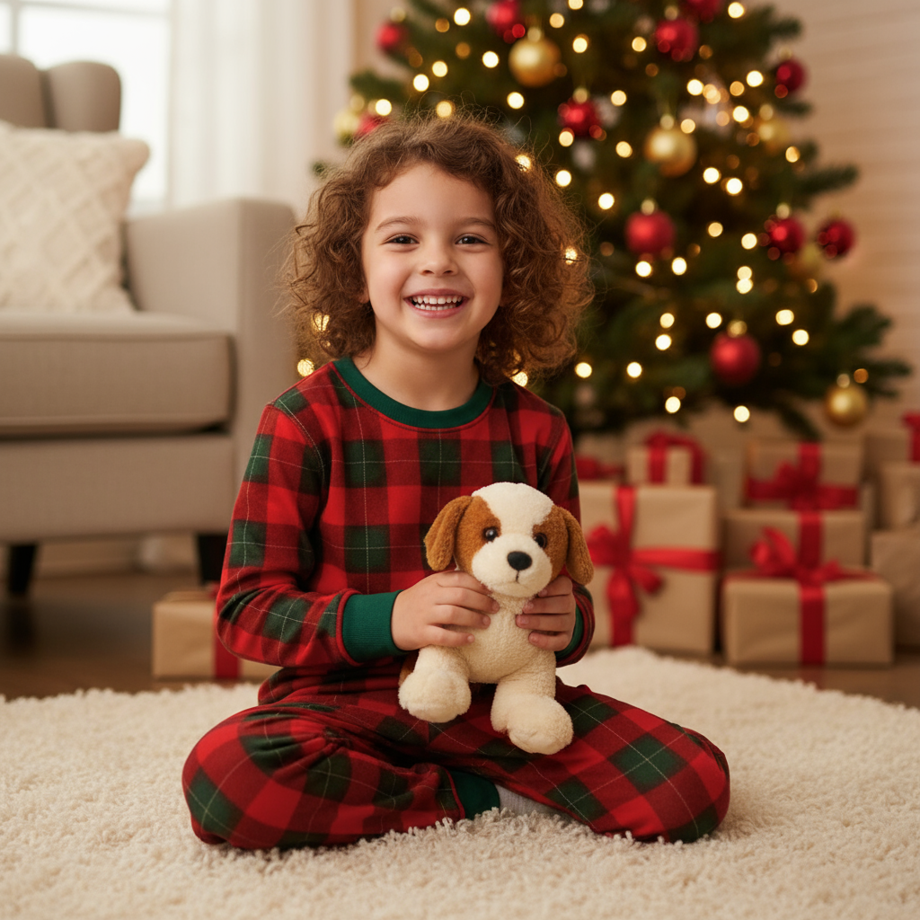 Matching Family Sleepwear Green Plaid Christmas Pajamas Set