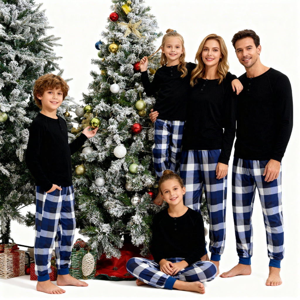 Matching Holiday Pajamas for Whole Family – Festive Button-Neck Set