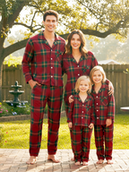 Family Matching Festive Red Plaid Pajama Set
