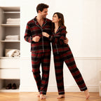 Christmas Red Plaid Button-Front Family Pajamas Sets