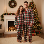 Matching Family Sleepwear Green Red Plaid Christmas Pajamas Set