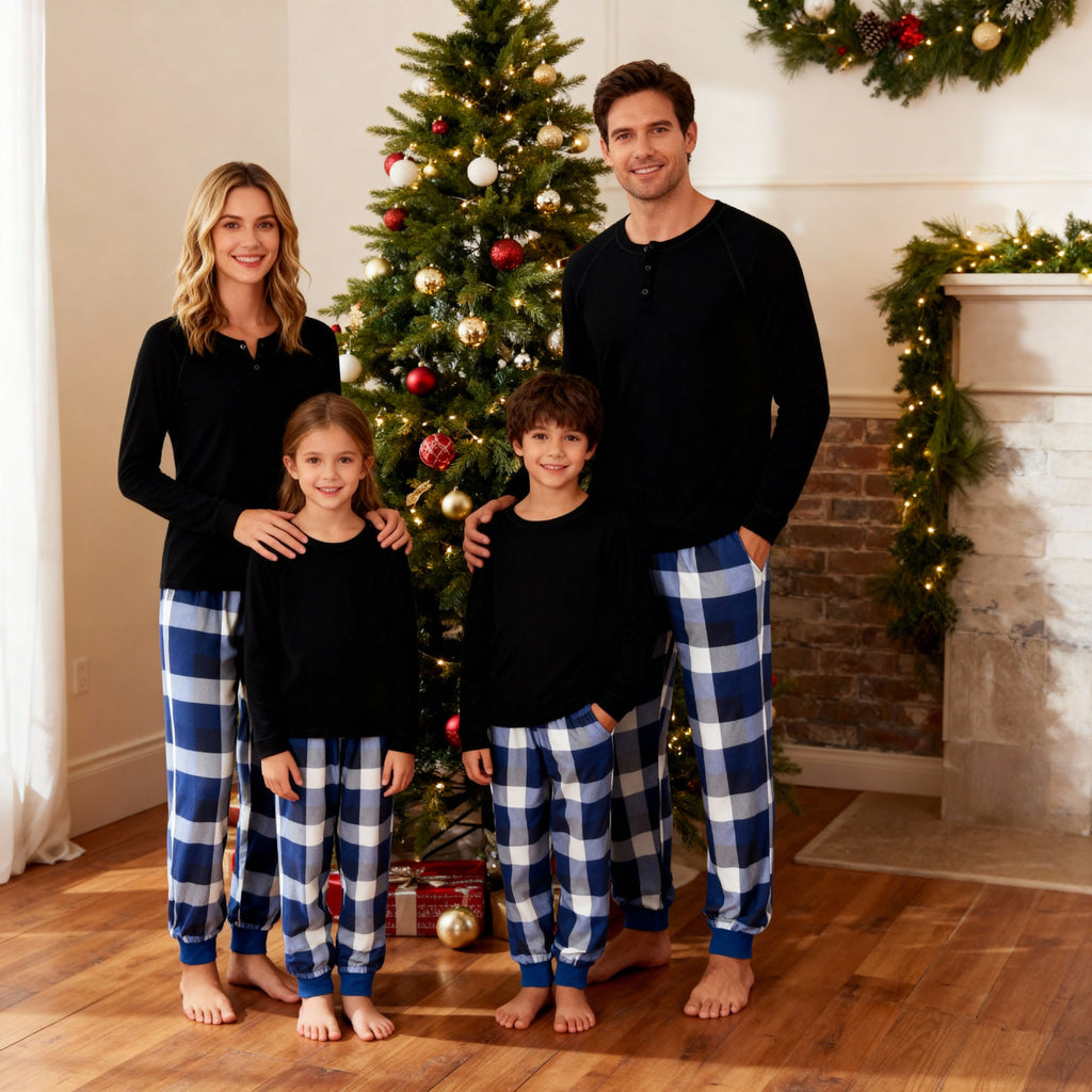 Matching Holiday Pajamas for Whole Family – Festive Button-Neck Set