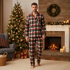 Couple Matching Sleepwear Green Red Plaid Christmas Pajamas Set