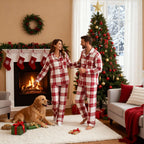 Matching Family Sleepwear Red White Plaid Christmas Pajamas Set