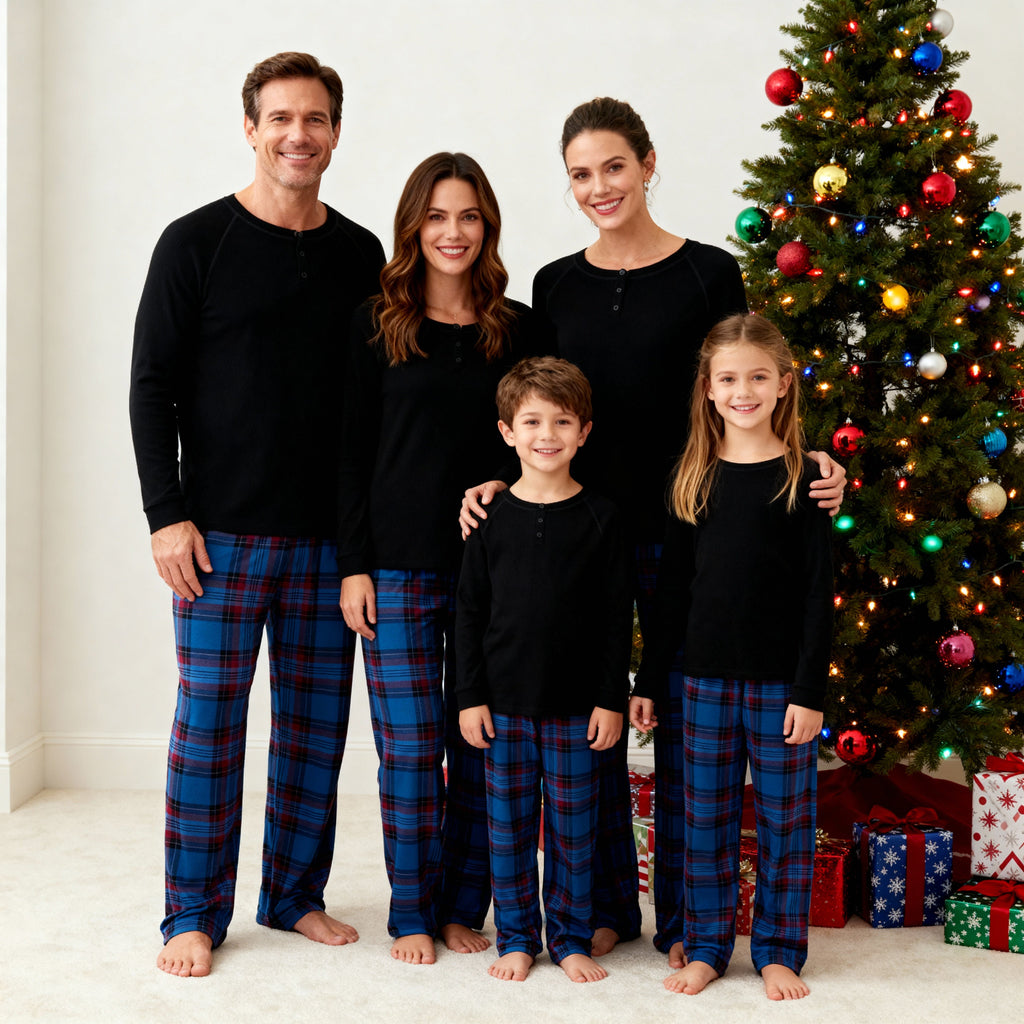 Family Christmas PJ Set – Classic Button Shirt & Tartan Sleep Pants