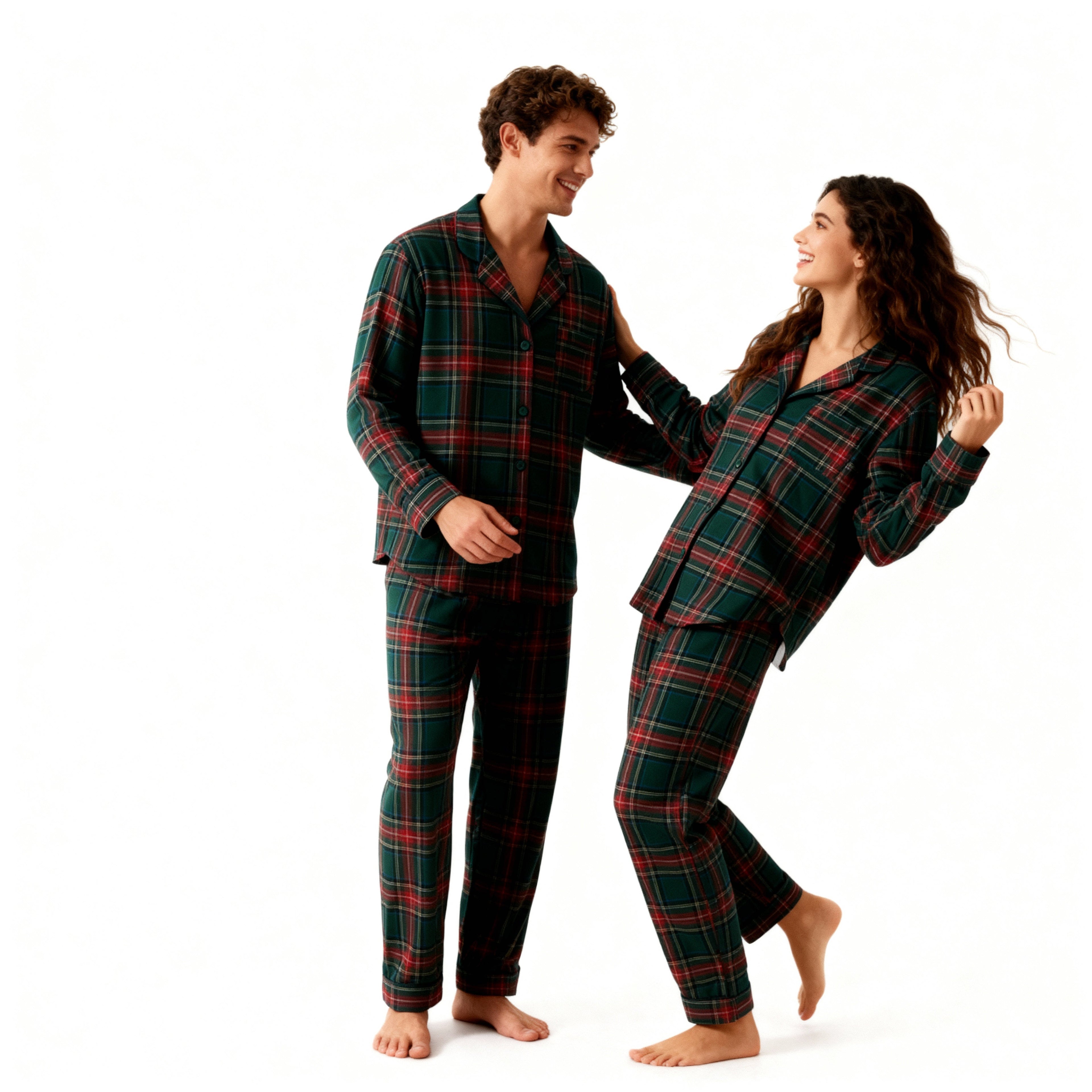 Family Plaid Button-Front Pajamas Sets