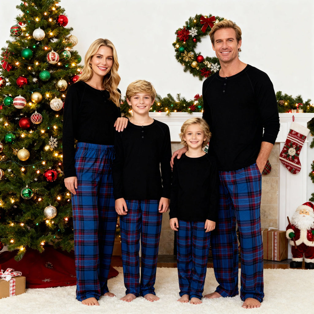 Family Christmas PJ Set – Classic Button Shirt & Tartan Sleep Pants