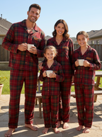 Family Matching Red Plaid Button Up Pajamas Sets