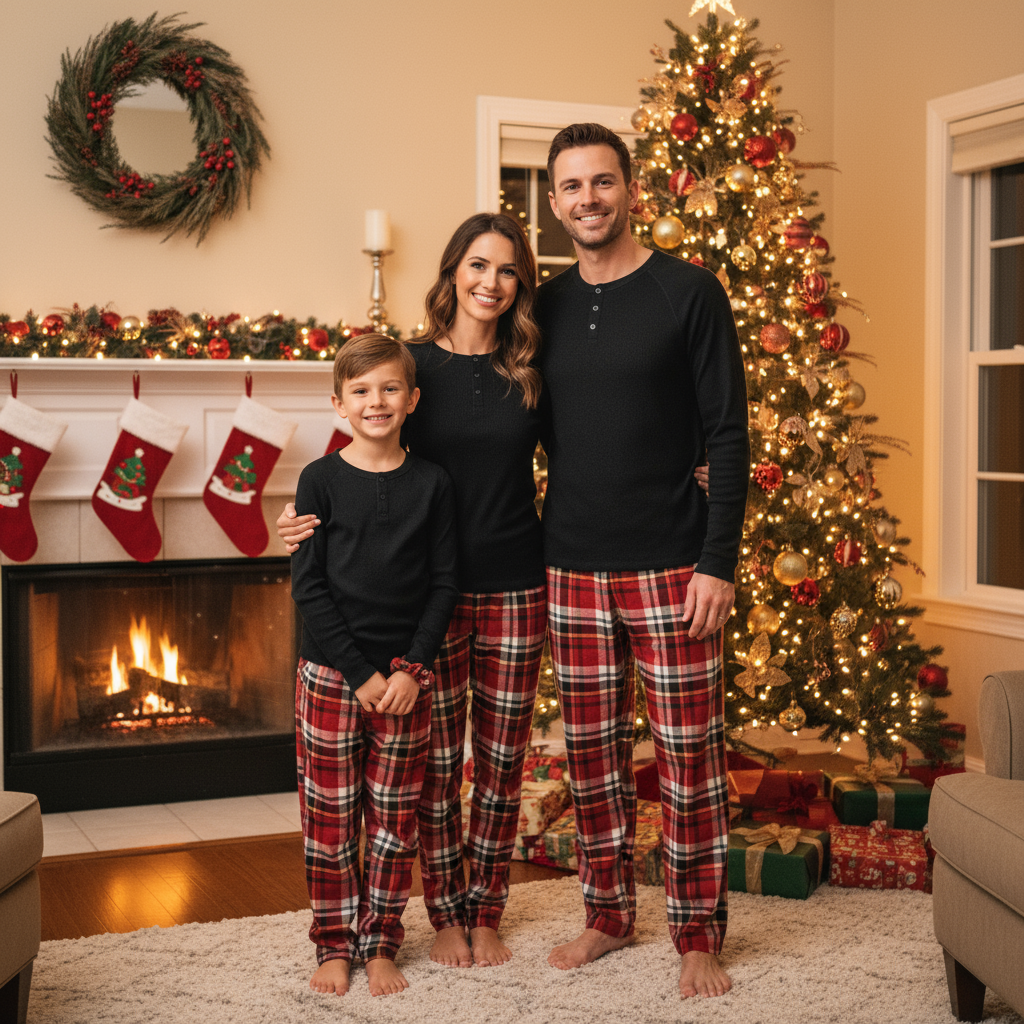 Best Christmas Gift for Families – Matching Family Button-Neck PJS