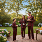Family Matching Red Plaid Button Up Pajamas Sets