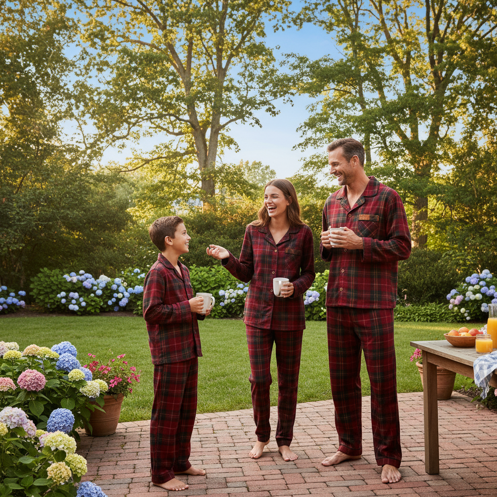 Family Matching Red Plaid Button Up Pajamas Sets