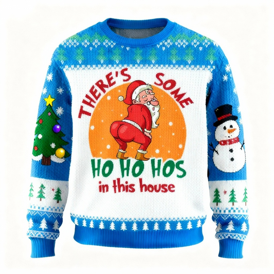 Zany Santa Claus Cartoon Pattern Print Sweater - Ugly & Cozy Unisex Pullover