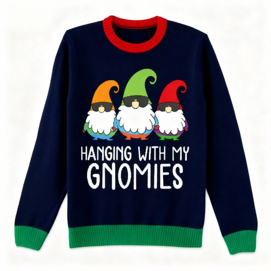 Gnome Print Holiday Sweater - Intentional Festive Quirk