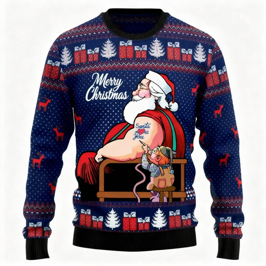 Maximum Cheer, Minimum Effort: Jolly Santa Print Holiday Sweater
