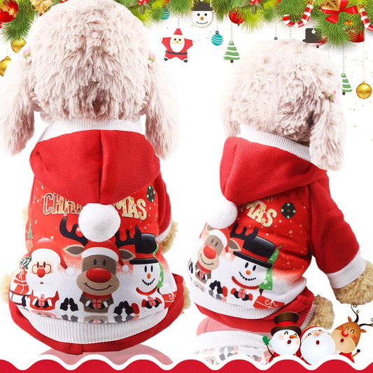 Christmas Dog Long Sleeve Hoodies Pet Clothes
