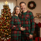 Family Green Red Plaid Matching Pajamas Set