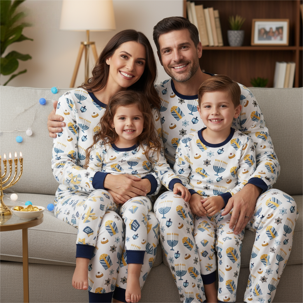 Family Hanukkah Pajamas Set-Matching Holiday Sleepwear