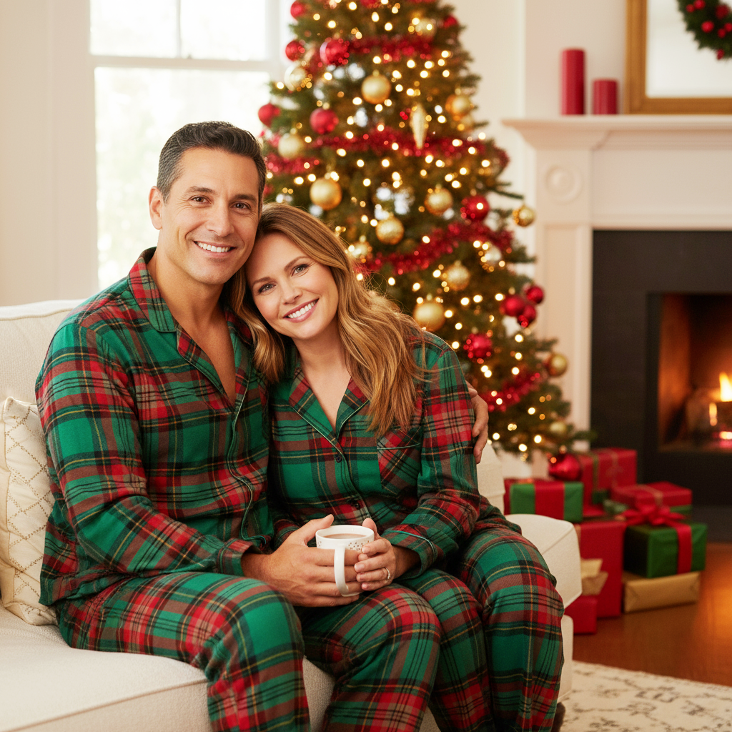 Holiday Family Green Plaid Christmas Pajamas Set