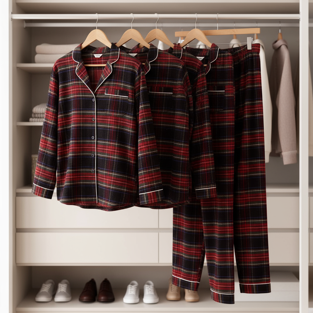 Couple Plaid Button-Front Pajamas Sets