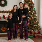 Cozy Christmas Family PJS – Button-Up Shirt Red Plaid Pants Pajamas Set