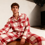 Matching Family Sleepwear Red White Plaid Christmas Pajamas Set