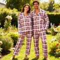Couple Red Plaid Button-Front Pajamas Set