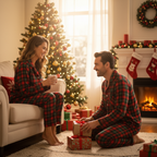 Christmas Red and Green Plaid Button Up Family Pajamas Sets