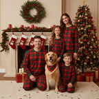 Matching Family Sleepwear Green Plaid Christmas Pajamas Set
