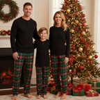 Cozy Christmas Family PJS – Button-Up Shirt Green Plaid Pants Pajamas Set