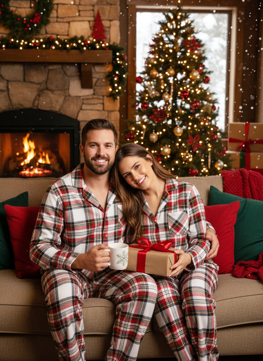 Family Red Plaid Button-Front Pajamas Set