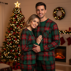 Family Green Red Plaid Matching Pajamas Set
