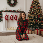 Matching Family Sleepwear Green Plaid Christmas Pajamas Set