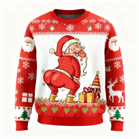 Zany Santa Pattern Ugly Sweater - Unisex Christmas Party Essential