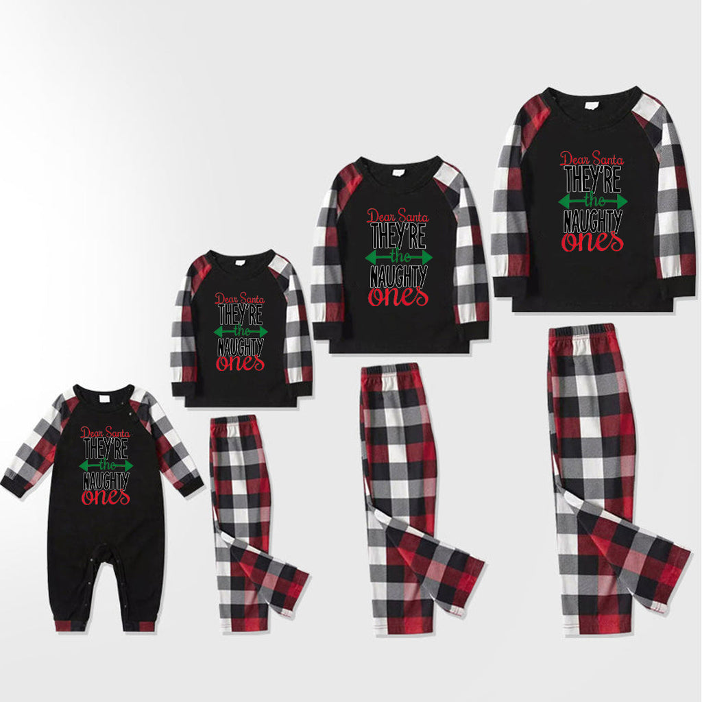 'Dear Santa They Are The Naughty One' Letter Print Family Matching Pajamas Set