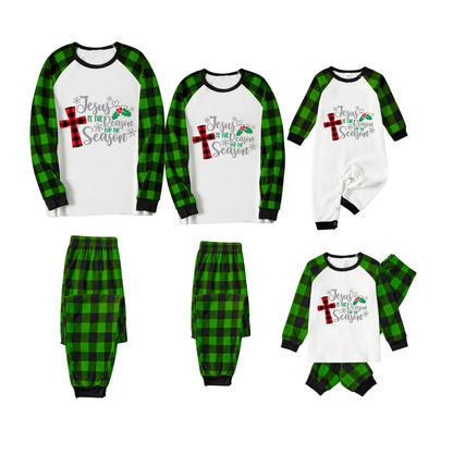 Jesus Reason Christmas Pajamas - Green Buffalo Plaid