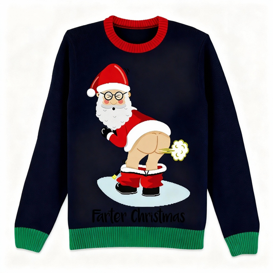 Festive & Fearless: Zany Santa Print Christmas Jumper