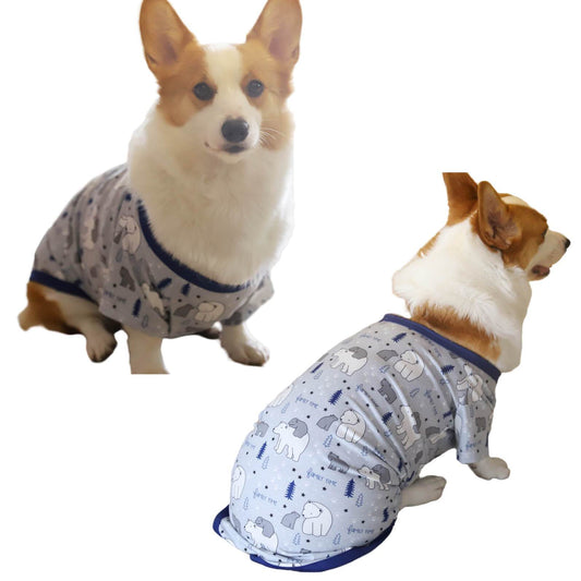 Christmas Family Time Polar Bears Trees Stars Pet Outfits Dog Clothes and Triangle Scarf In Sky Blue